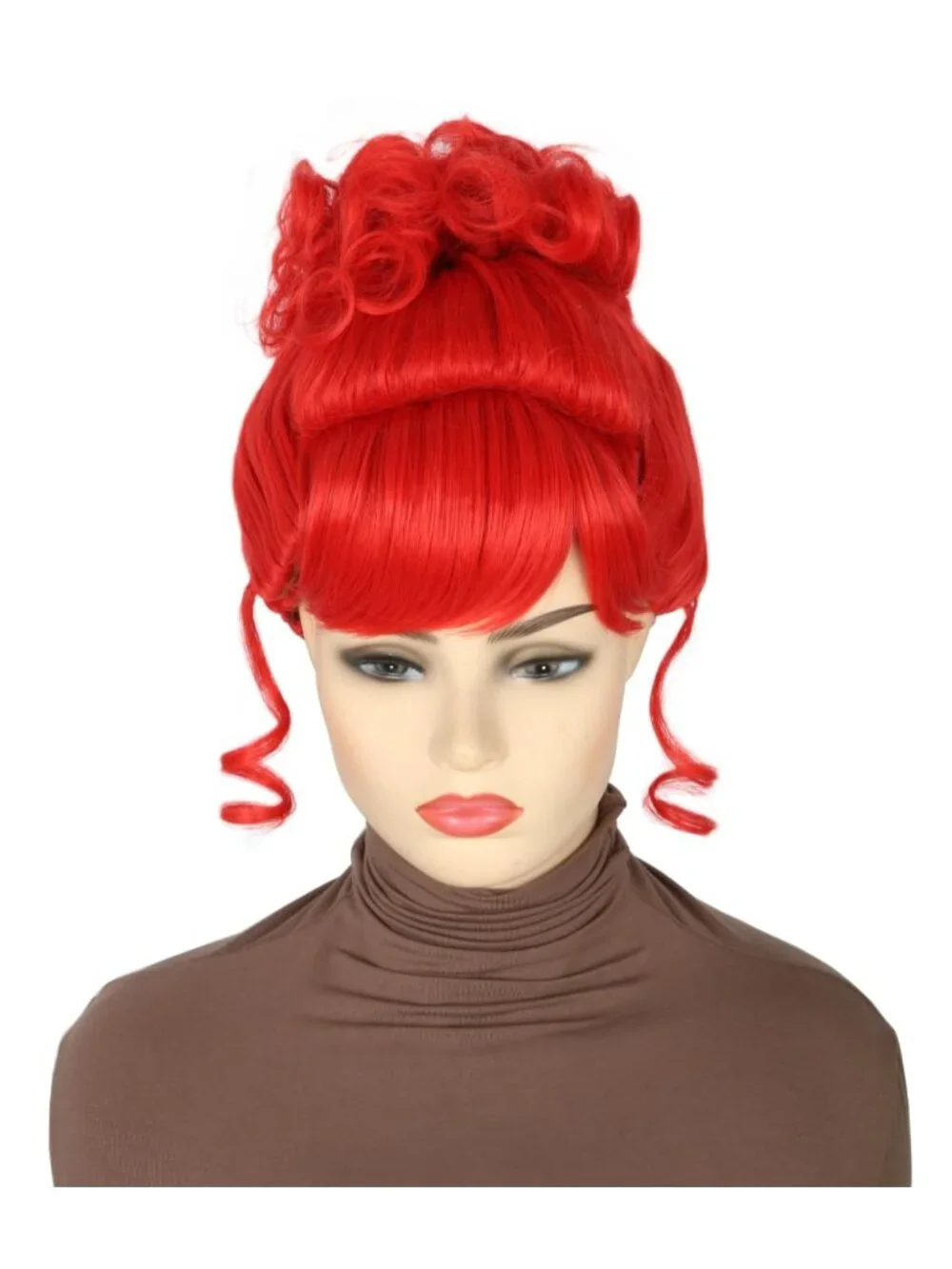 Women's Red 1 Short Cosplay Halloween Costume Wig With Necklace Earrings